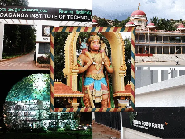 Tumkur places from top 
SIT, Siddaganga mata, SSIT, Food park, kote anjaneya [in the middle]