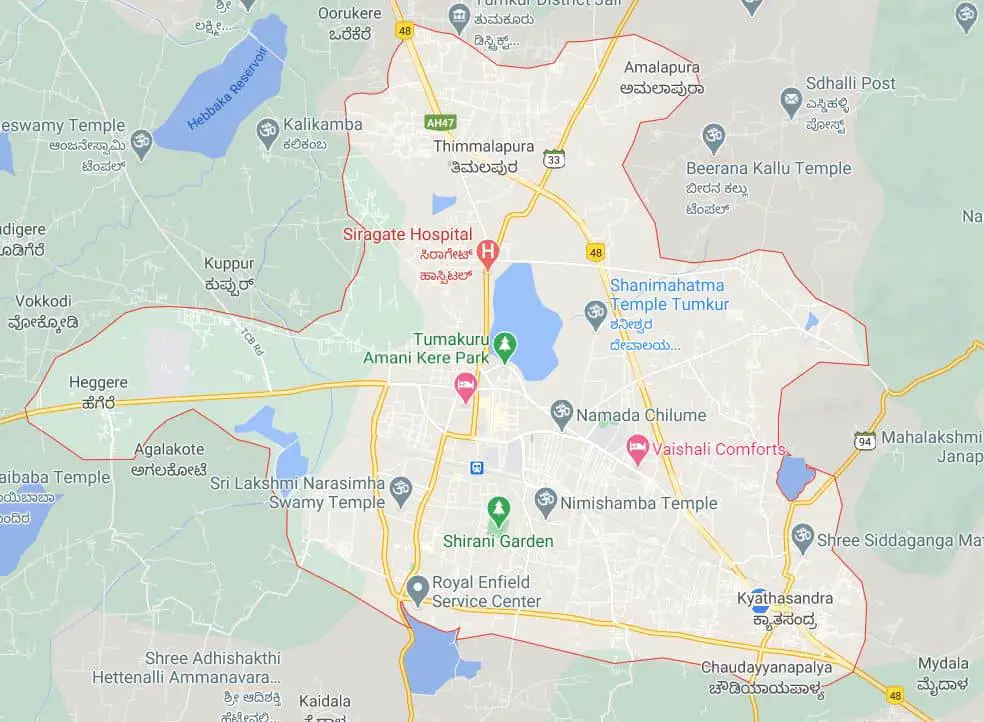 Tumkur map in karnataka